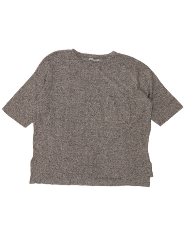 Zara Damen Trafaluc Übergroßes T-Shirt Top UK 10 Small Grau meliert