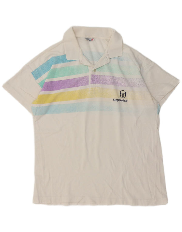 Sergio Tacchini Herren Poloshirt Mittelweiß gestreift