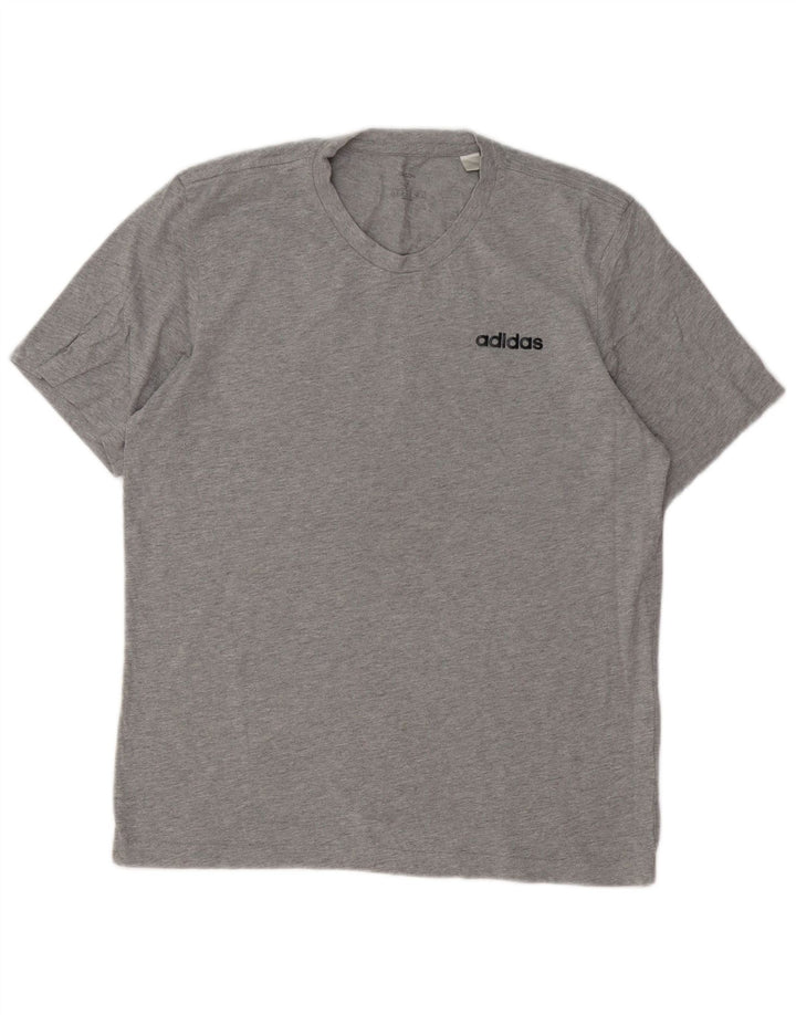 ADIDAS Herren T-Shirt-Oberteil aus mittelgrau gesprenkelter Baumwolle