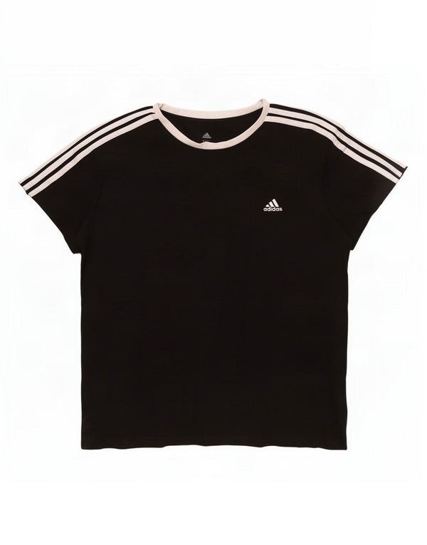 Adidas Damen T-Shirt Top UK 24/26 2XL Schwarz Baumwolle