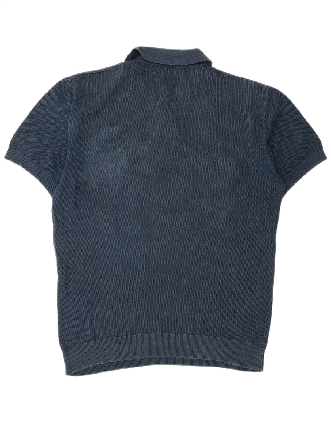 Zara Herren-Pullover mit Polokragen, kurzärmelig, Mittelblau