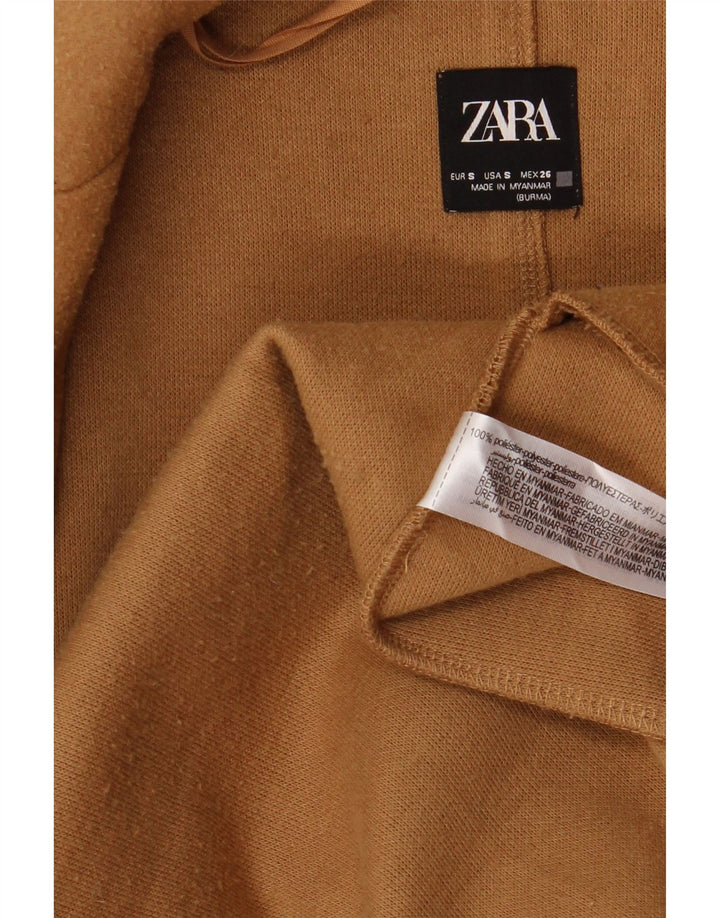 Zara Womens Open Overcoat UK 10 Small Braun Polyester