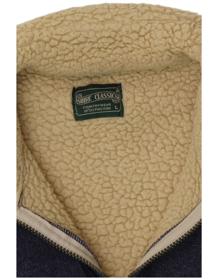VINTAGE Herren Sherpa Jacke UK 40 Großes blaues Acryl