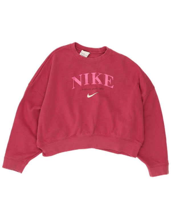 Nike Mädchen Crop Graphic Übergroßer Sweatshirt-Pullover, 10–11 Jahre, Mittelrosa