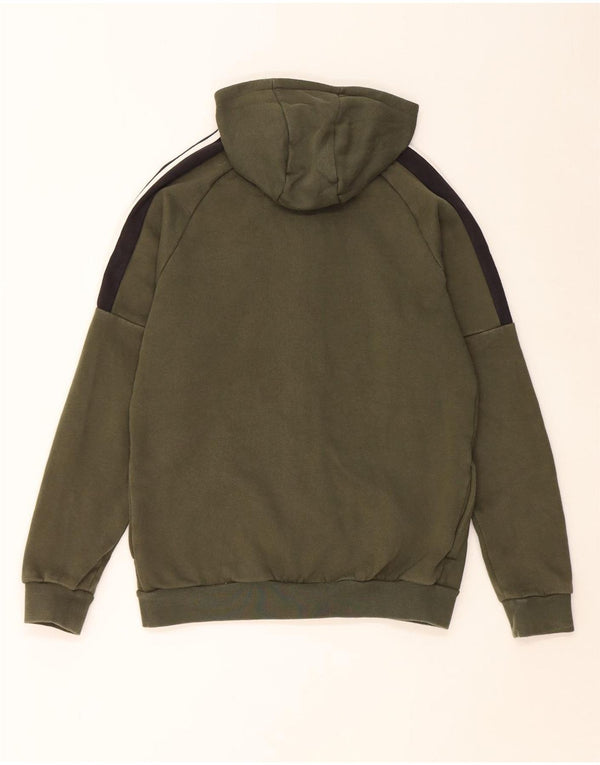 Adidas Jungen-Kapuzenpullover mit Reißverschluss, 15–16 Jahre, grüne Colourblock-Baumwolle