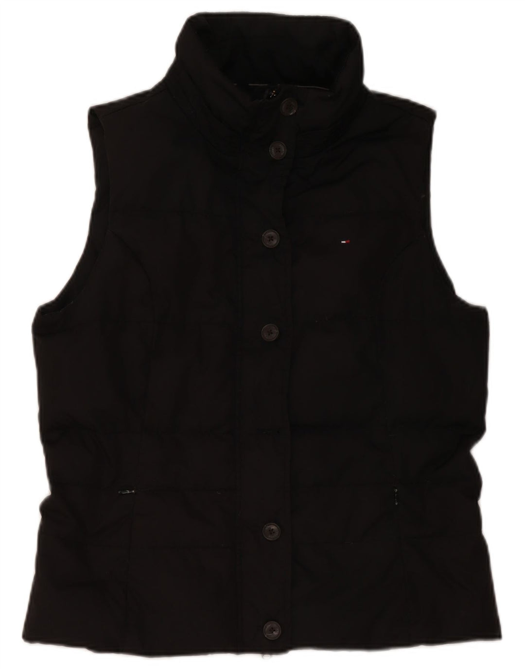 Tommy Hilfiger Damen Wattierte Weste UK 14 Large Schwarz Polyester