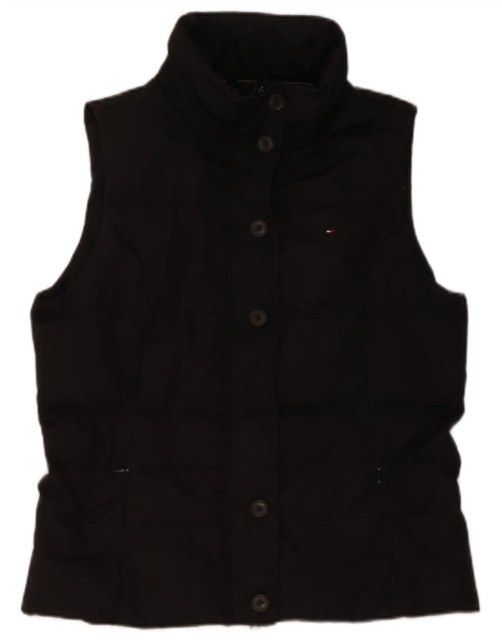 Tommy Hilfiger Damen Wattierte Weste UK 14 Large Schwarz Polyester