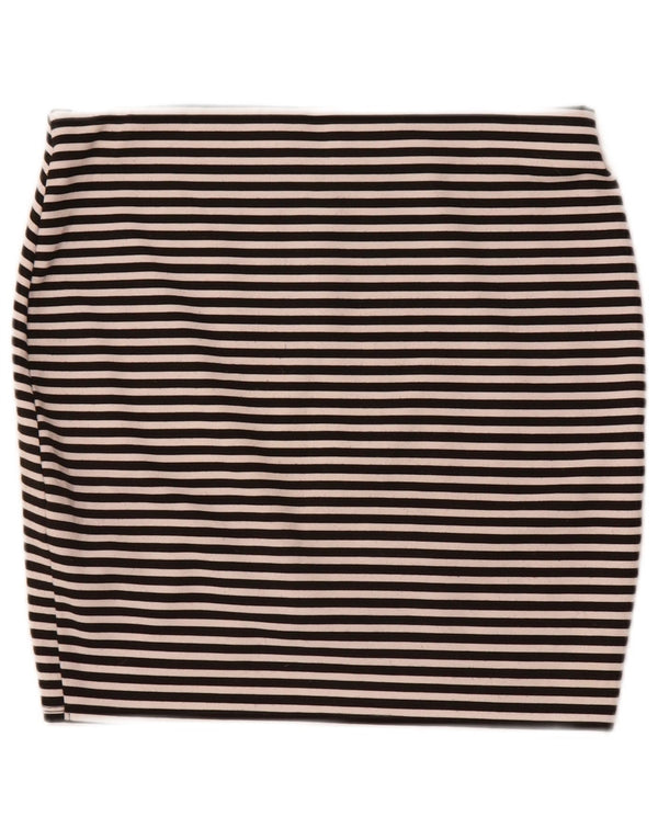 Zara Damen Trafaluc Minirock Medium W28 Schwarz gestreift Polyester