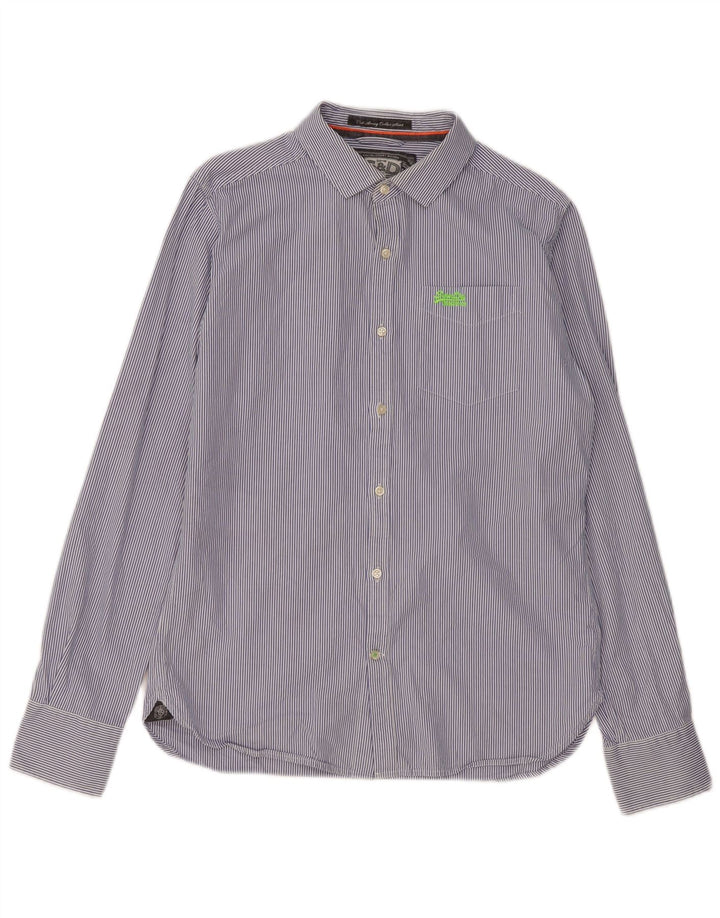 Superdry Herren-Hemd, groß, marineblau, Nadelstreifen