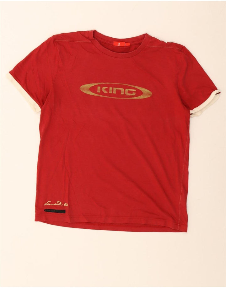 Puma Herren Grafik-T-Shirt-Oberteil aus mittelroter Colourblock-Baumwolle