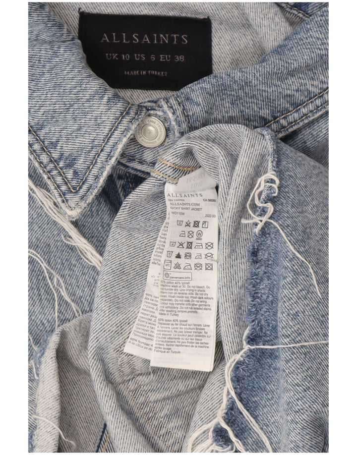 All Saints Damen-Jeansjacke in Übergröße, UK 10, Größe S, Blau, Baumwolle