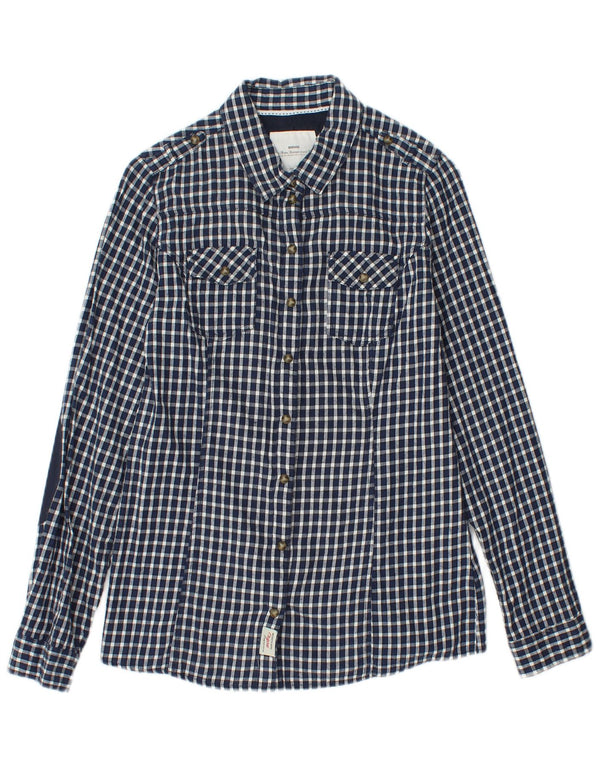 BRUGI Damen-Hemd UK 12, mittelmarineblau, Gingham-Baumwolle