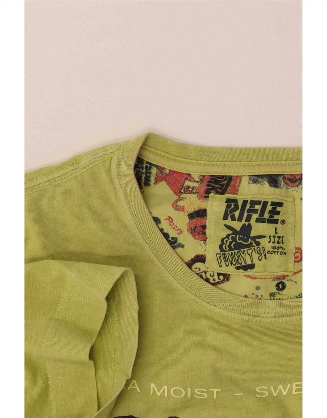 Rifle Herren-T-Shirt mit Grafik, Größe L, aus grüner Baumwolle