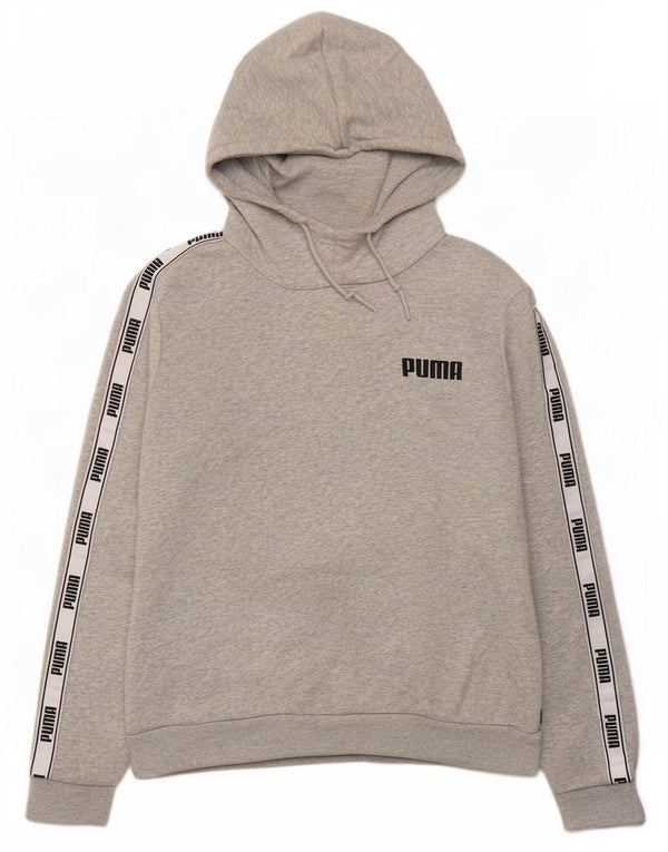 Puma Womens Graphic Hoodie Pullover UK 16 Große graue Colourblock-Baumwolle