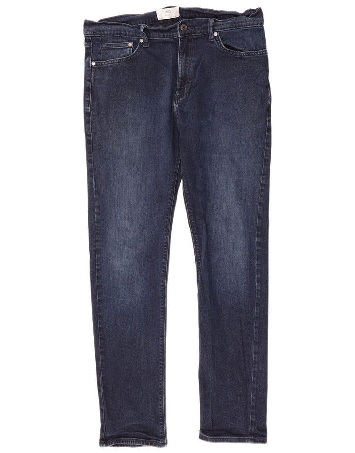 Marks & Spencer Herren Slim Jeans W36 L33 Marineblaue Baumwolle