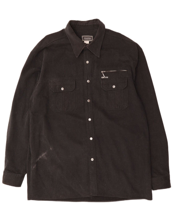 VINTAGE Herren Cordhemd UK 47/48 3XL Schwarze Baumwolle