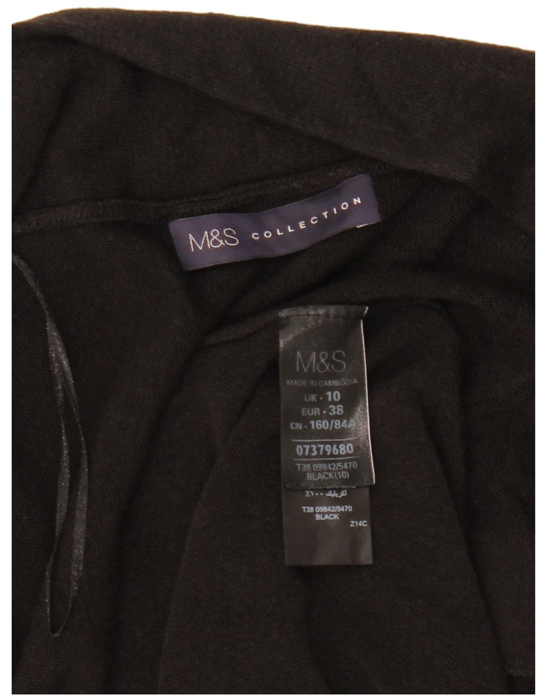 Marks & Spencer Damen Longline-Cardigan-Pullover UK 10 Small Schwarz