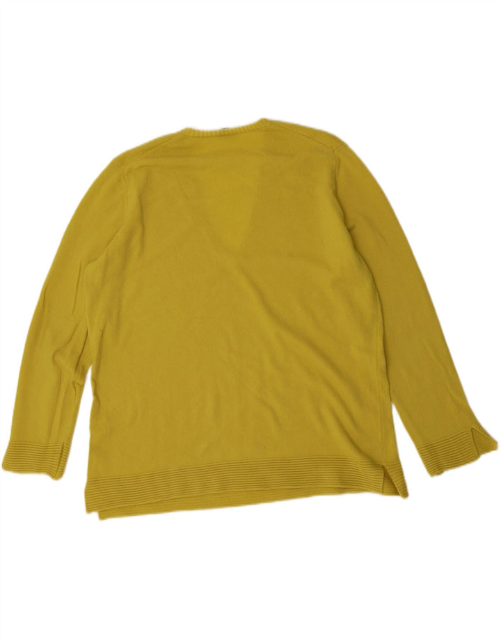 BENETTON Womens V-Neck Jumper Sweater UK 16 Large Yellow Wool Vintage Benetton and Second-Hand Benetton from Messina Hembry 