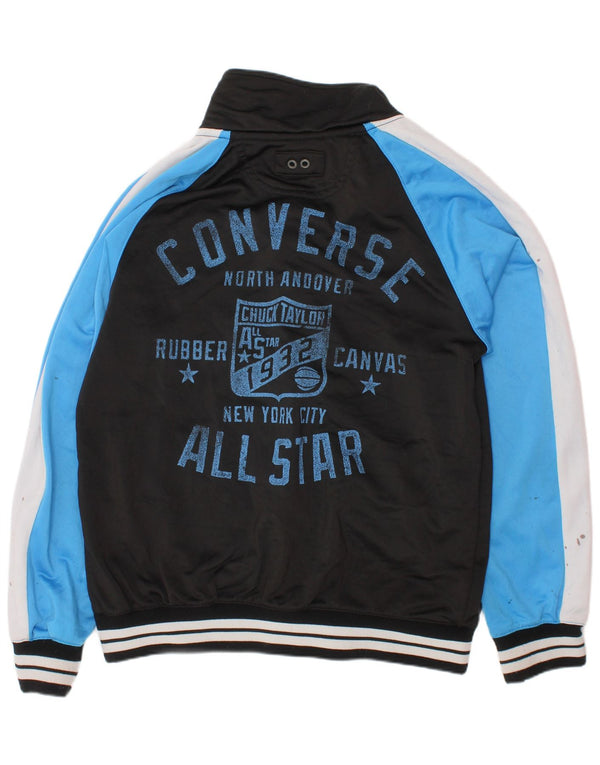 CONVERSE Boys Tracksuit Top Jacket 10-11 Years Medium Black Colourblock