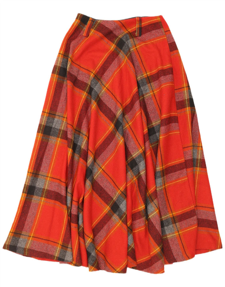 Vintage Damen ausgestellter Rock W28 Mittelrot kariert