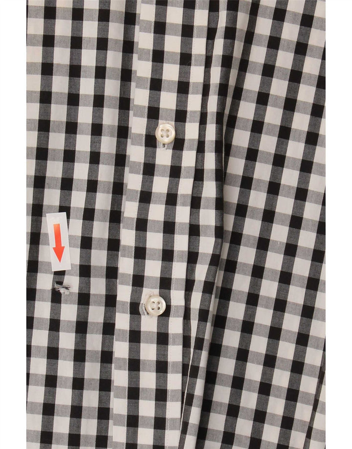 Tommy Hilfiger Herrenhemd, Größe 17 1/2 XL, schwarze Gingham-Baumwolle