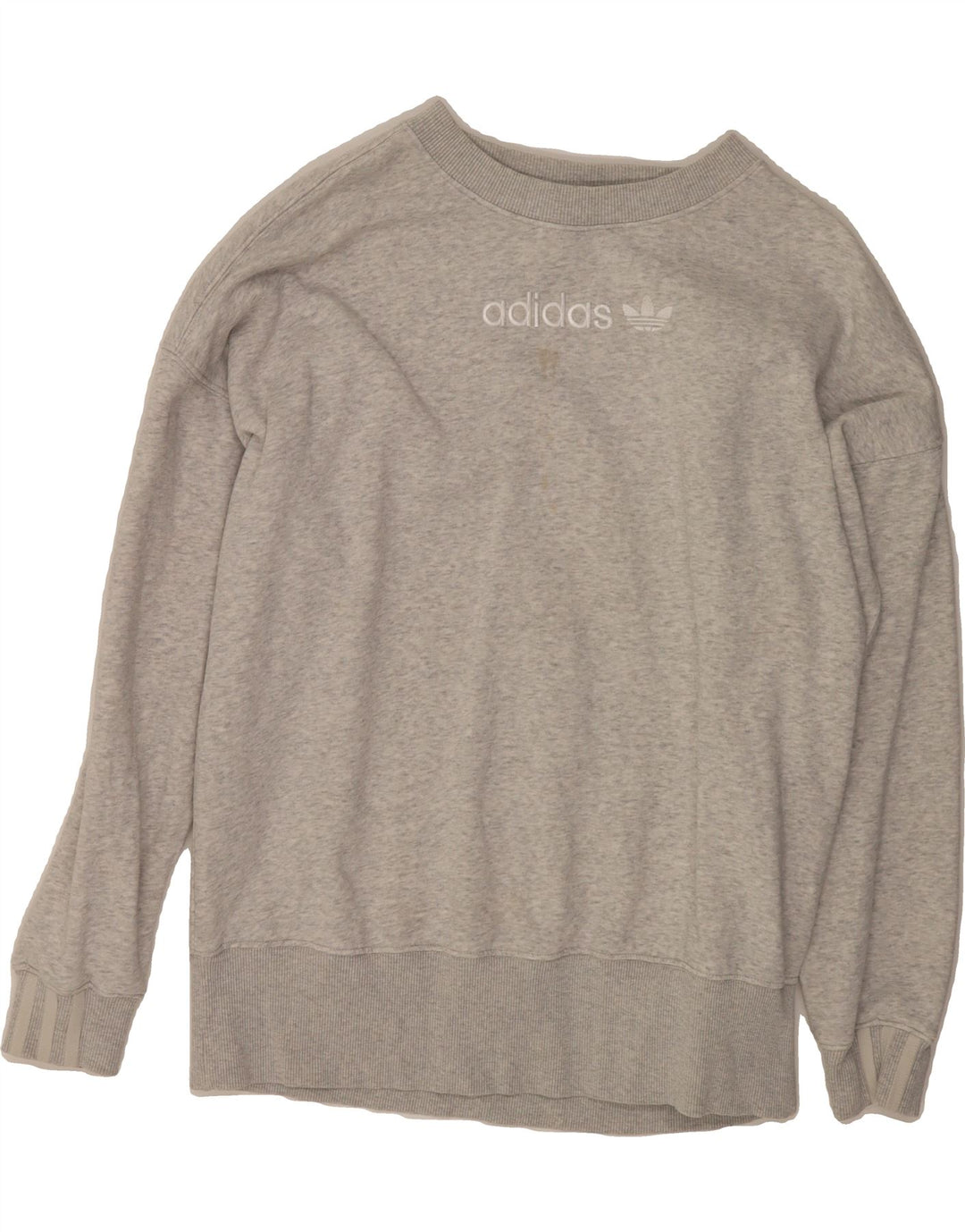 ADIDAS Womens Oversized Graphic Sweatshirt Jumper UK 10 Small  Grey Cotton Vintage Adidas and Second-Hand Adidas from Messina Hembry 