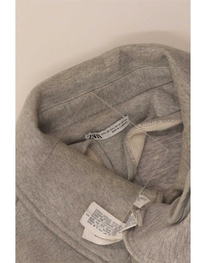 Zara Damen Bomberjacke UK 16 Große graue Baumwolle