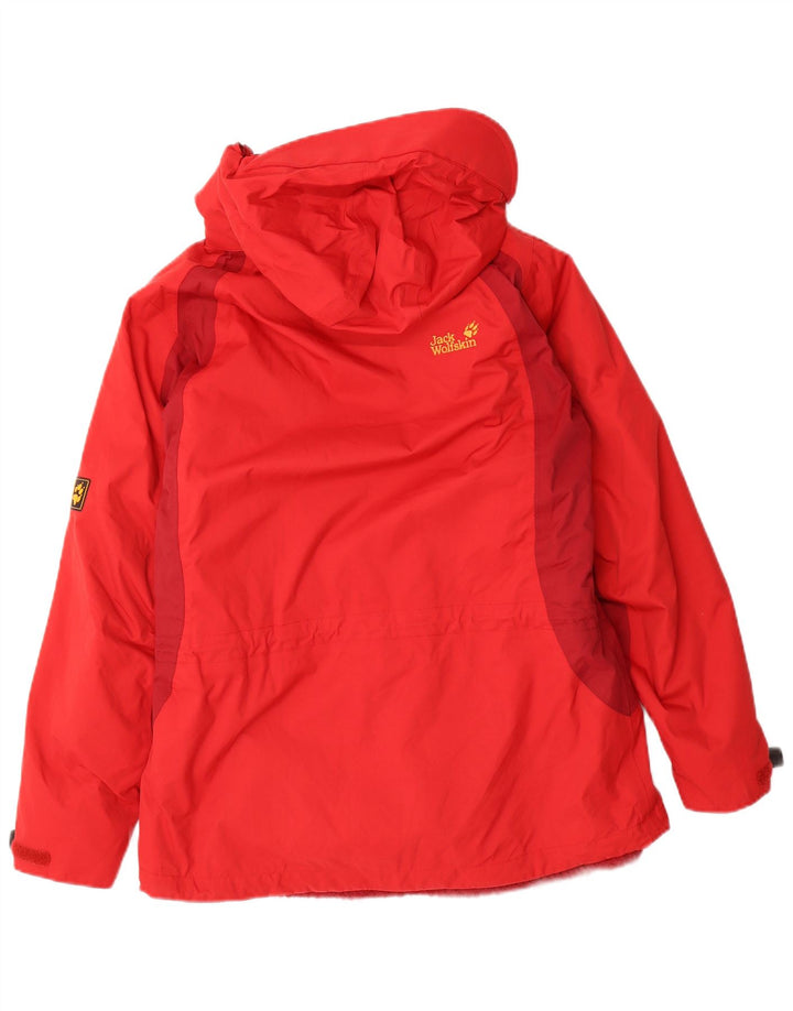 Jack Wolfskin Damen-Windbreakerjacke mit Kapuze, UK 12, Mittelrot, Farbblock