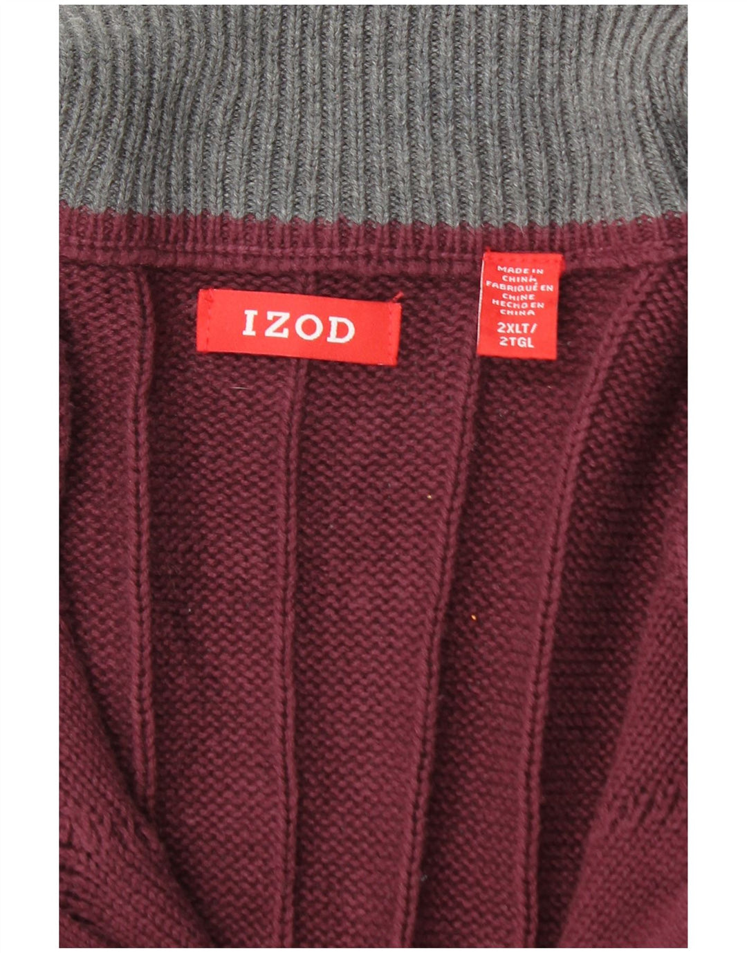 IZOD Herren-Pullover mit Reißverschluss, 2XL, Burgunderrot, Baumwolle
