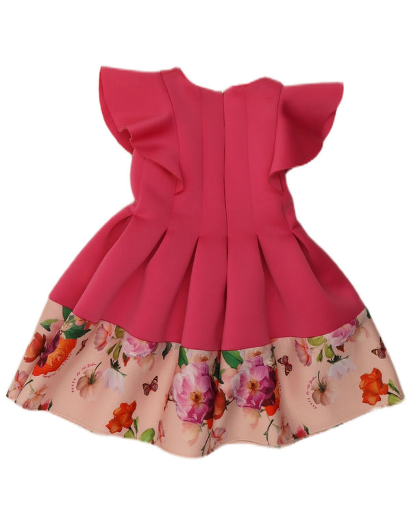 TED BAKER A-Linien-Kleid für Mädchen, 5–6 Jahre, rosa Blumenmuster, Polyester
