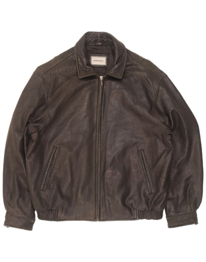 Hathaway Herren Lederjacke UK 42 XL Schwarzes Leder