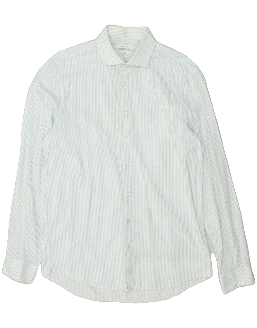 CALVIN KLEIN Mens Fitted Shirt Size 16 41 Large White Argyle/Diamond | Vintage Calvin Klein | Thrift | Second-Hand Calvin Klein | Used Clothing | Messina Hembry 