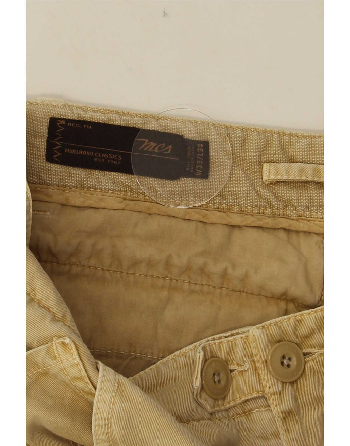Marlboro Classics Gerade Herren-Cargohose W33 L28 Beige Baumwolle