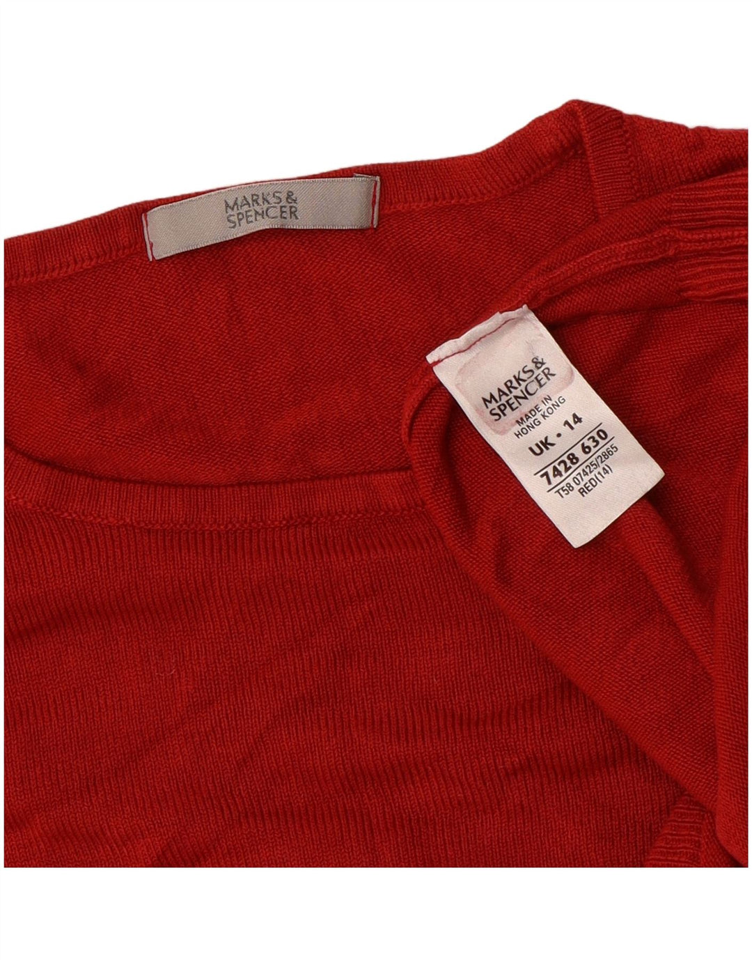Marks & Spencer Damen Crop Pullover mit Rundhalsausschnitt, UK 14, Mittelrot