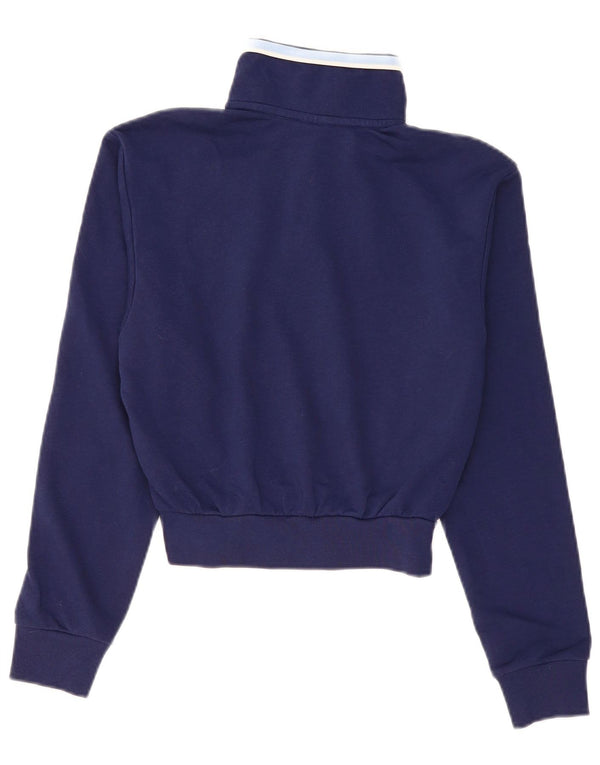 Adidas Damen Crop Oversized Zip Neck Sweatshirt Pullover UK 4/6 XS Marineblau