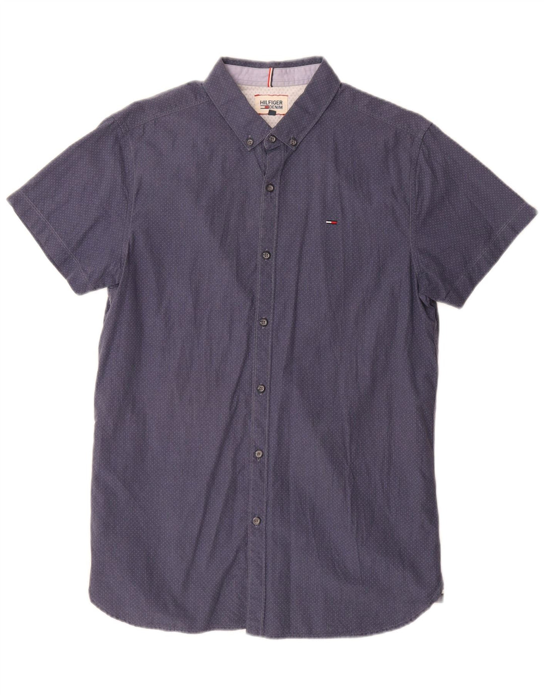 Tommy Hilfiger Herren-Kurzarmhemd, groß, blau gepunktet