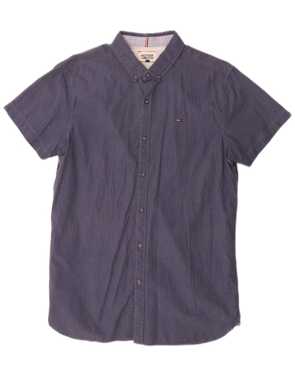 Tommy Hilfiger Herren-Kurzarmhemd, groß, blau gepunktet