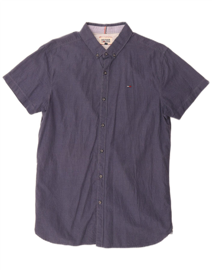 Tommy Hilfiger Herren-Kurzarmhemd, groß, blau gepunktet