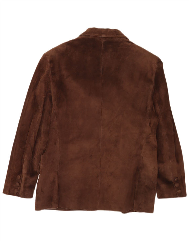 Vintage Damen Wildleder 3-Knopf-Blazerjacke UK 12 Mittelbraun