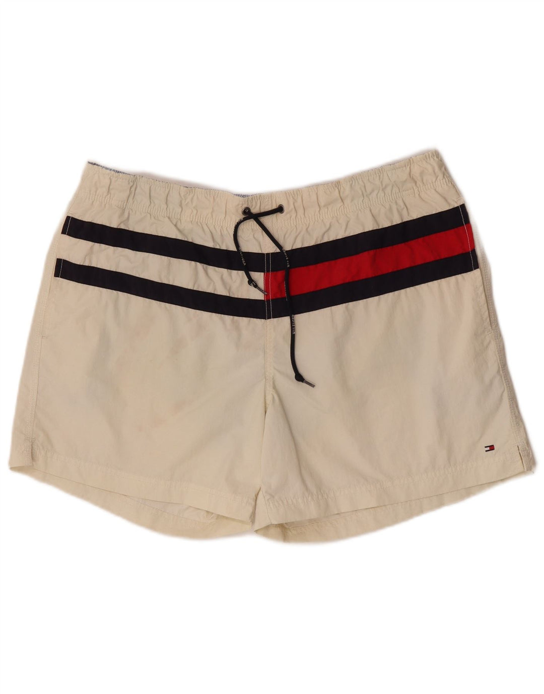 Tommy Hilfiger Herren-Badeshorts, groß, cremefarbenes Colourblock-Polyester