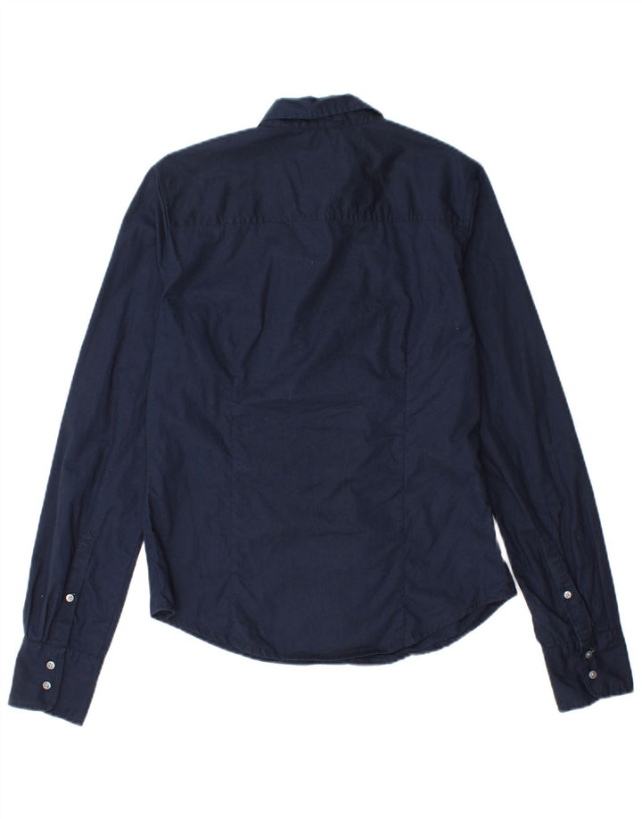 J. Crew Damen 365 Slim Hemd US 6 Medium Marineblau Baumwolle