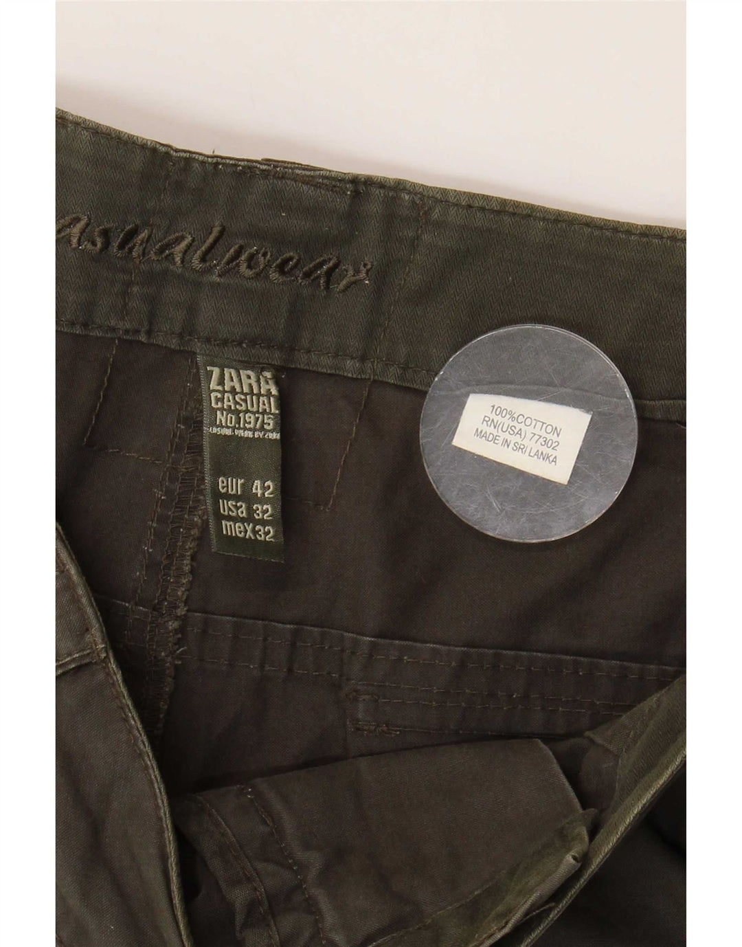 Zara Herren Cargoshorts EU 42 Large W32 Khaki Baumwolle
