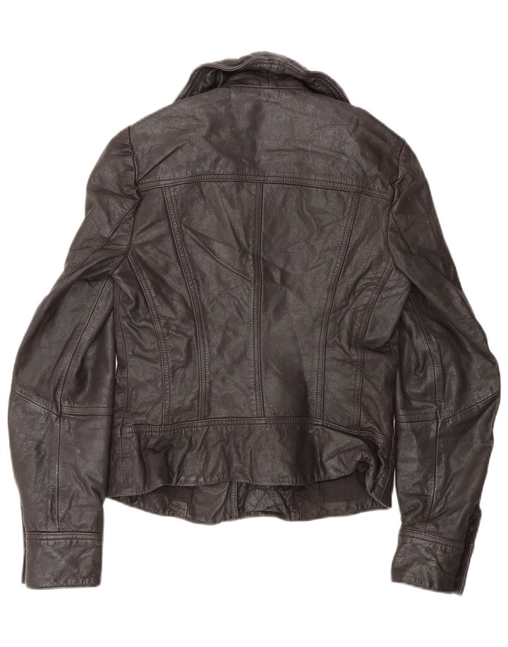 All Saints Damen Bikerjacke UK 8 Small Braunes Leder
