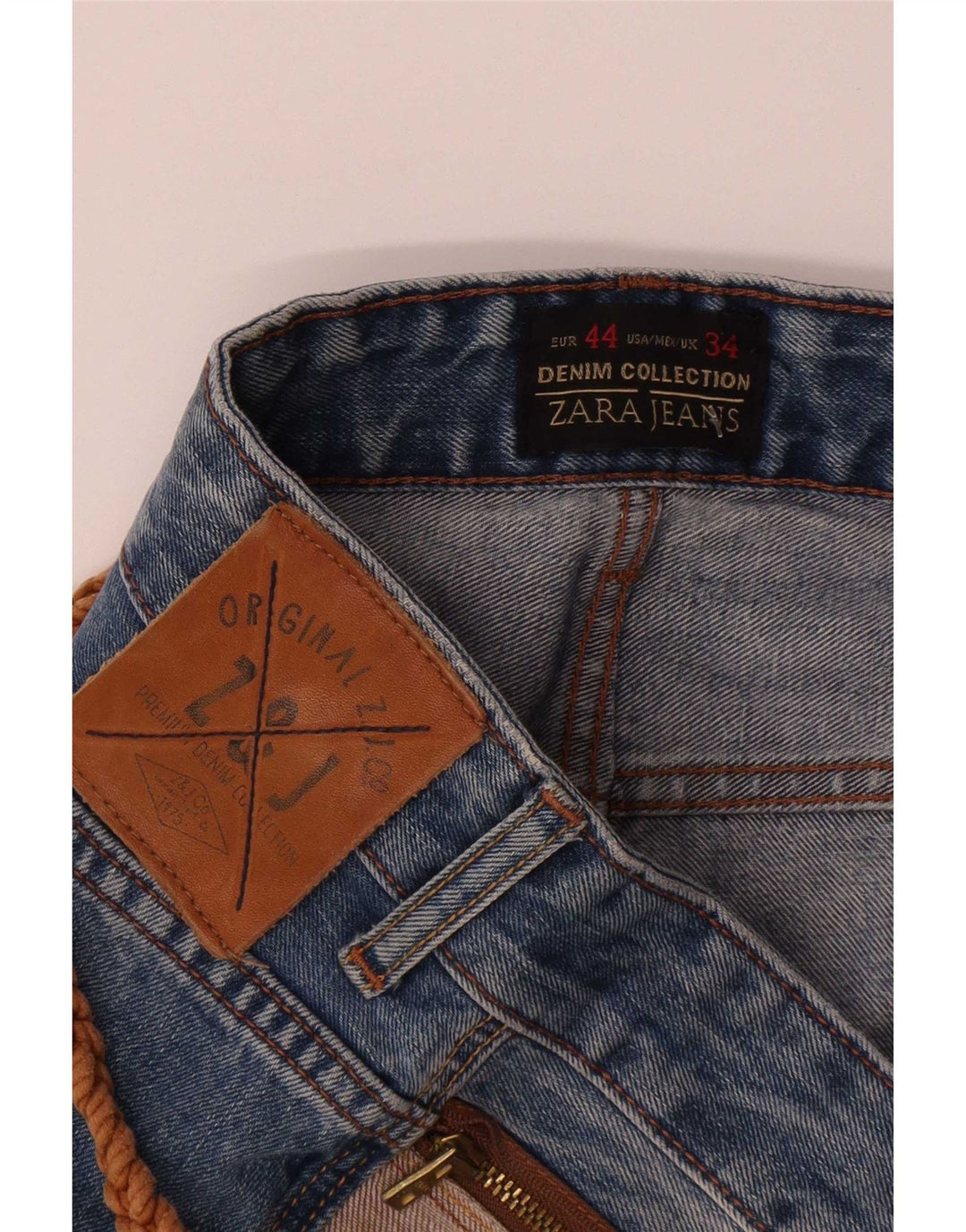 Zara Herren Distressed Slim Jeans EU 44 Groß W34 L32 Blau Polyester