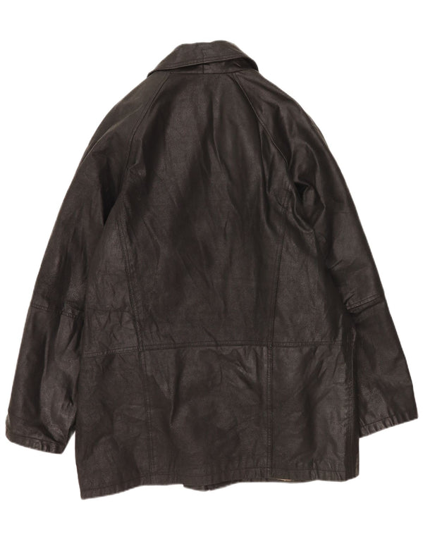 Giulia Galanti Herren Duffle Lederjacke UK 40 Großes schwarzes Leder