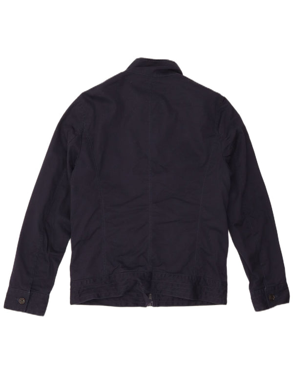 ZARA Mens Military Jacket UK 40 Large Navy Blue Polyester