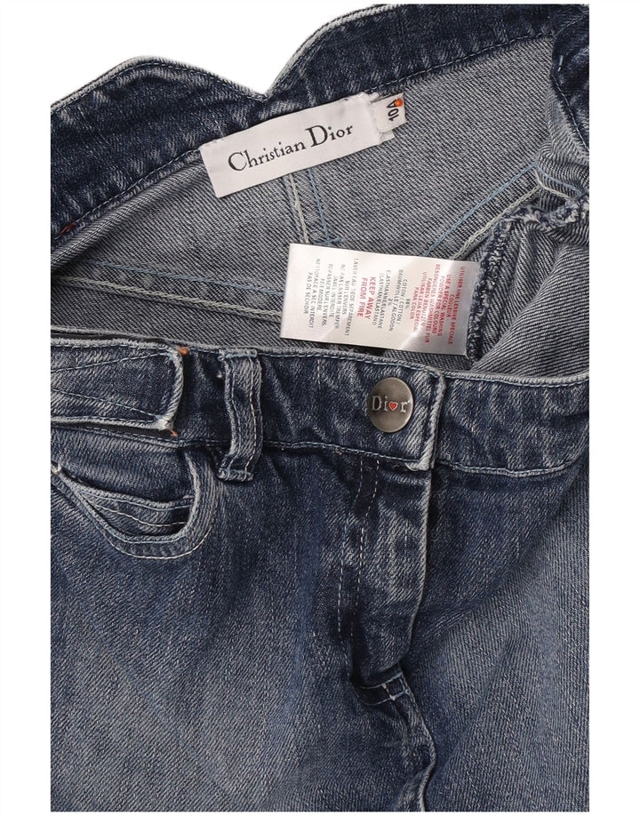 CHRISTIAN DIOR Mini-Jeansrock für Mädchen, 9–10 Jahre, W25, blaue Blumen-Baumwolle