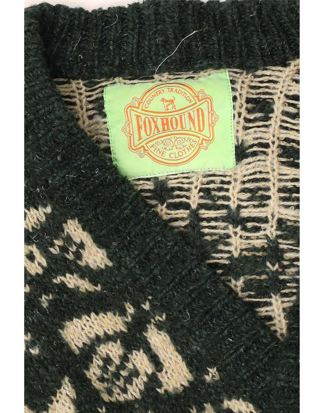 Foxhound Herren-Cardigan-Pullover Mittelgrün Fair Isle