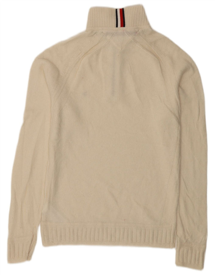 Tommy Hilfiger Herren-Pullover mit Reißverschluss am Hals, groß, aus weißer Wolle