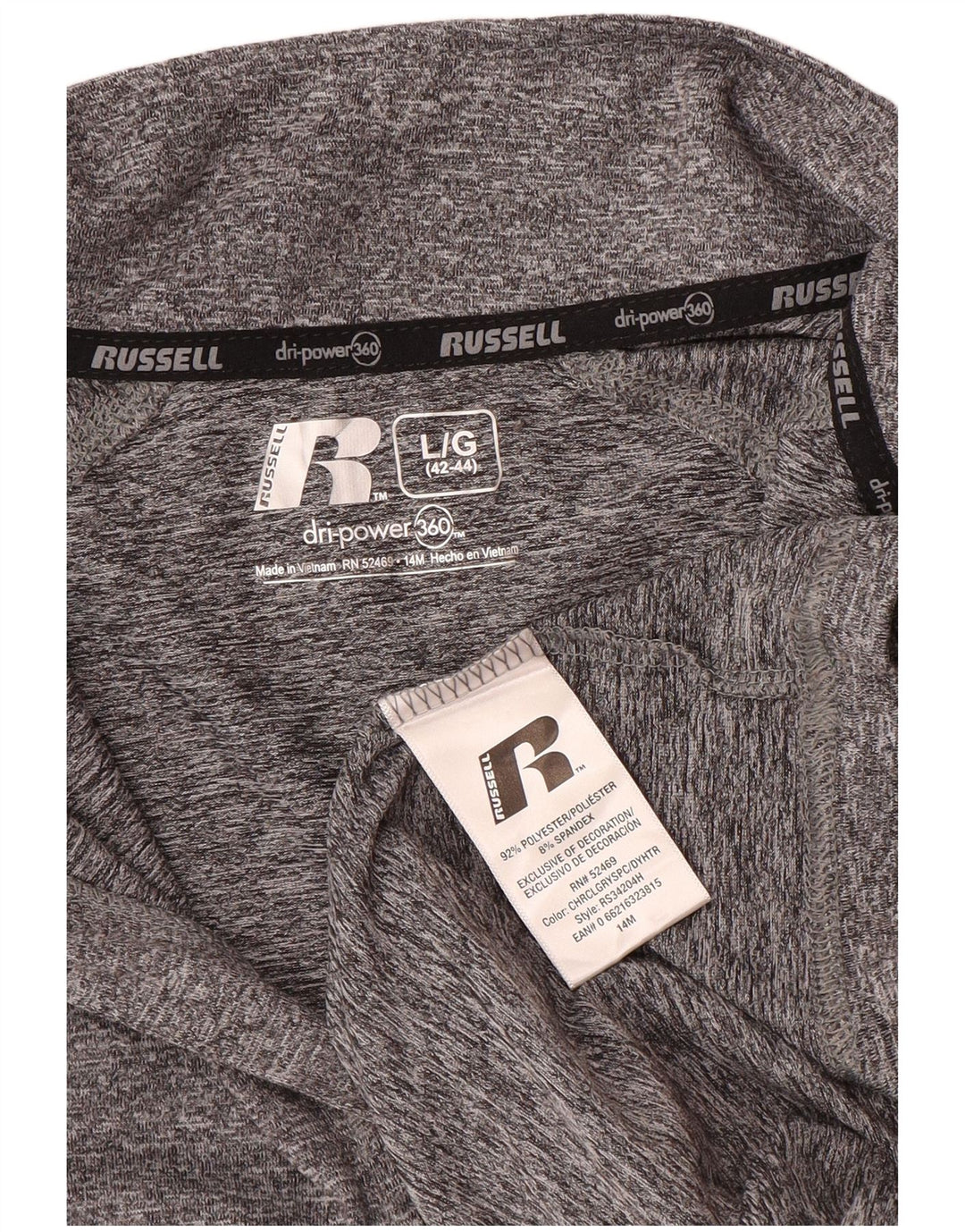 RUSSELL ATHLETIC Herren Dri-Power Pullover Trainingsanzug Top UK 42/44 Large Grau